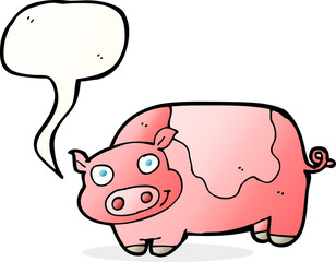 cartoon pig with speech bubble