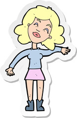 sticker of a cartoon woman only joking