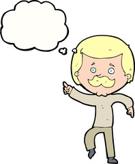 cartoon dancing dad with thought bubble