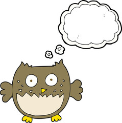 freehand drawn thought bubble cartoon owl