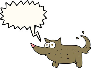 freehand drawn speech bubble cartoon dog wagging tail