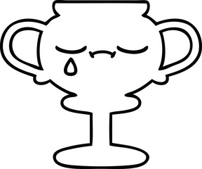 line drawing cartoon of a trophy