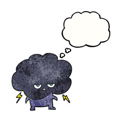 freehand drawn thought bubble textured cartoon raincloud