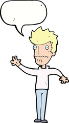 Fototapeta premium cartoon worried man reaching out with speech bubble