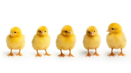 Fototapeta premium set of young little yellow easter chicken isolated on white