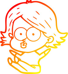 Obraz premium warm gradient line drawing of a cartoon girl pouting