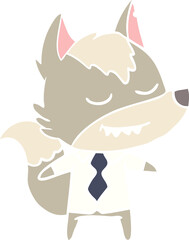 friendly flat color style cartoon boss wolf