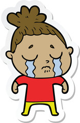 sticker of a cartoon crying woman