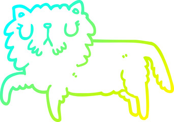 cold gradient line drawing of a cartoon cat