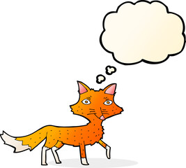 cartoon little fox with thought bubble