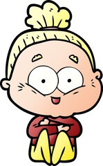 cartoon happy old woman