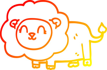 warm gradient line drawing of a cartoon lion