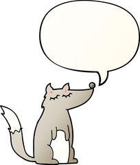 cartoon wolf with speech bubble in smooth gradient style