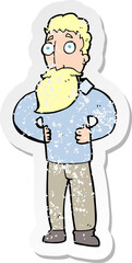 retro distressed sticker of a cartoon man with beard