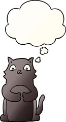 cartoon cat with thought bubble in smooth gradient style
