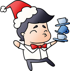 hand drawn christmas gradient cartoon of kawaii boy