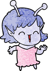 cartoon alien girl laughing