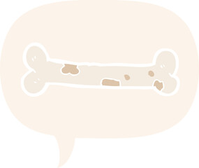 cartoon bone with speech bubble in retro style