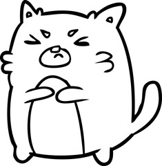 line drawing of a angry cat