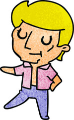 freehand drawn textured cartoon of kawaii older man