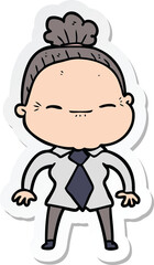 sticker of a cartoon peaceful old woman