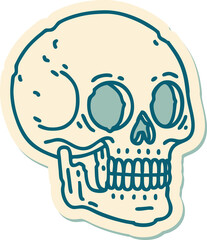 sticker of tattoo in traditional style of a skull