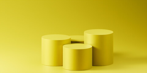 Lemon podium stage 3d background of empty luxury show product display scene presentation template.   Yellow pedestal elegant advertising showcase stand mockup and premium cosmetic beauty sale concept.