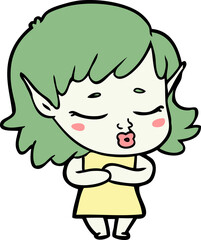 shy cartoon elf girl