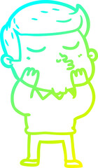 cold gradient line drawing of a cartoon model guy pouting