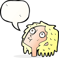 cartoon staring woman with speech bubble