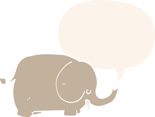 cartoon elephant with speech bubble in retro style
