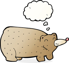 funny cartoon bear with thought bubble