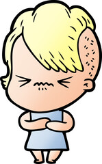 cartoon annoyed hipster girl