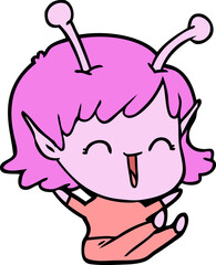 cartoon alien girl laughing