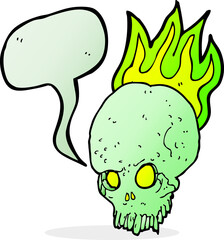 cartoon spooky skull with speech bubble