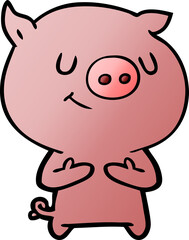 happy cartoon pig