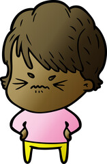 cartoon frustrated woman