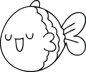 line drawing quirky cartoon fish