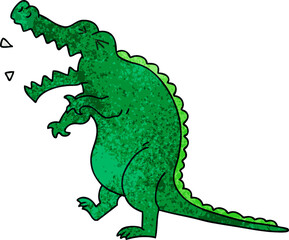 hand drawn quirky cartoon crocodile