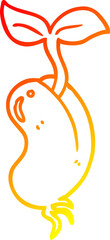 warm gradient line drawing of a cartoon sprouting seed