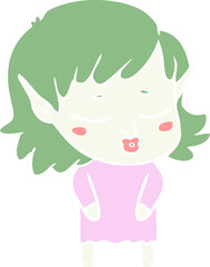 pretty flat color style cartoon elf girl