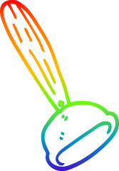 rainbow gradient line drawing of a cartoon toilet plunger