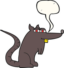 freehand drawn speech bubble cartoon evil rat