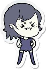 sticker of a annoyed cartoon vampire girl