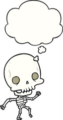 cartoon skeleton with thought bubble