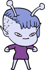 cute cartoon alien girl