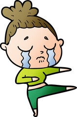 cartoon crying woman dancing