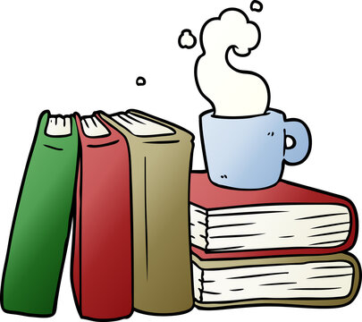 cartoon coffee cup and study books