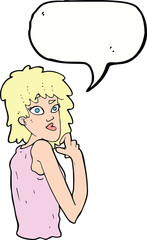 cartoon surprised woman with speech bubble
