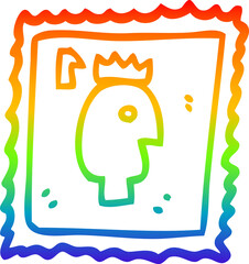 rainbow gradient line drawing of a cartoon stamp for postage